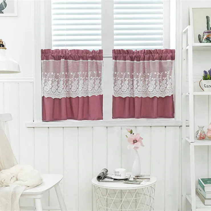 Новое поступление, маленькие оконные короткие занавески в японском и корейском стиле, поли хлопок, жаккардовые кружевные кухонные занавески