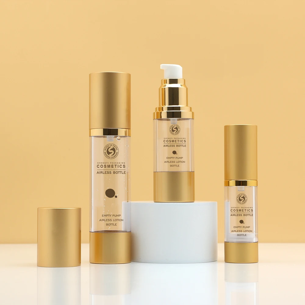 Custom silver matte gold 15ml 30ml 50ml cosmetics aluminum vacuum Airless bottle Optional spray or lotion pump