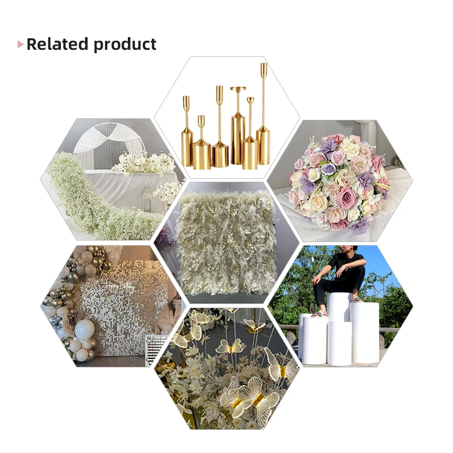 Promise Customized Long Drapery Cream White 3D Hairy Feather Flower Wall With Butterfly Orchid Roll Up Floral Wall