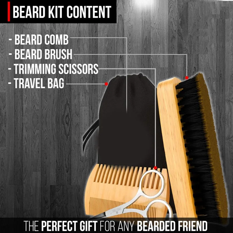 Beard Care Brush Comb Set, Double Sided Comb Beard Grooming Kit For Grooming Beards And Mustaches