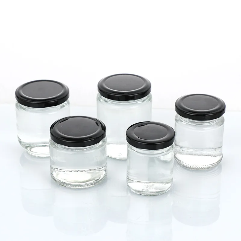 Hot products 150ml/500ml round iron lid Transparent glass jar for pickles bottle beef pepper jam honey Canned Food glass jar