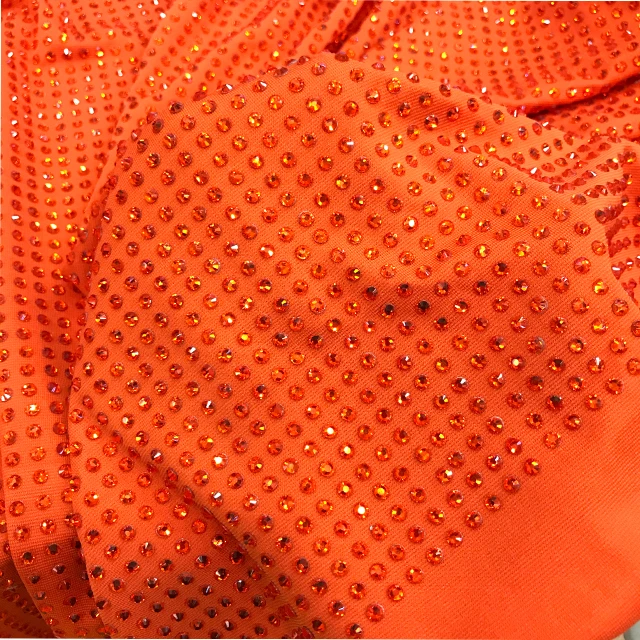 va134 wholesale 1*1.5meter stretch crystal patchs rhinestone applique fabric mesh rhinestone fabric  by yard for party dress