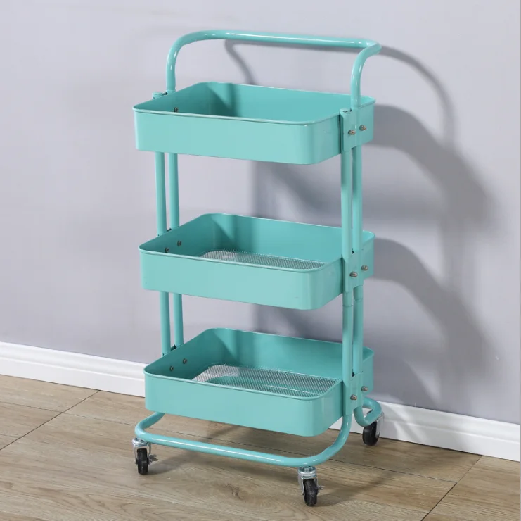 Kitchen Trolley Cart Storage Cart Grocery Shelf with Wheels 3 layers