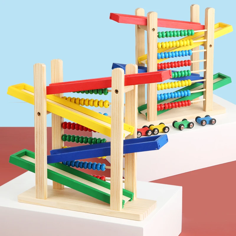 Erasable Drawing Board Kids Multifunctional Magnetic Drawing Board With Wood Abacus Beads And Number Recognition Wood Blocks