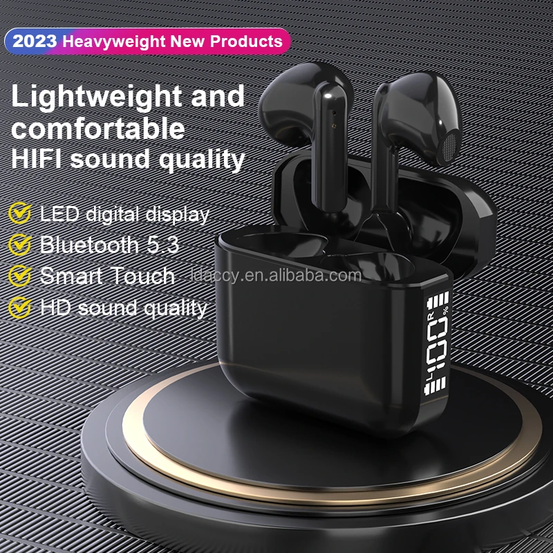 Handfree Led Stereo True Wireless Headset Type C Digital Bluetooth Earbuds Light Earphone Earbuds With 2000 Mah Power Bank