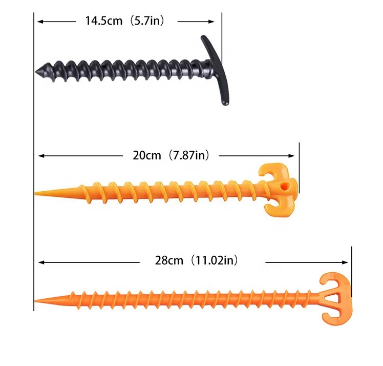 China Outdoor Camping Durable Canopy Fixed Plastic Tent Screw Pegs Nail Stakes