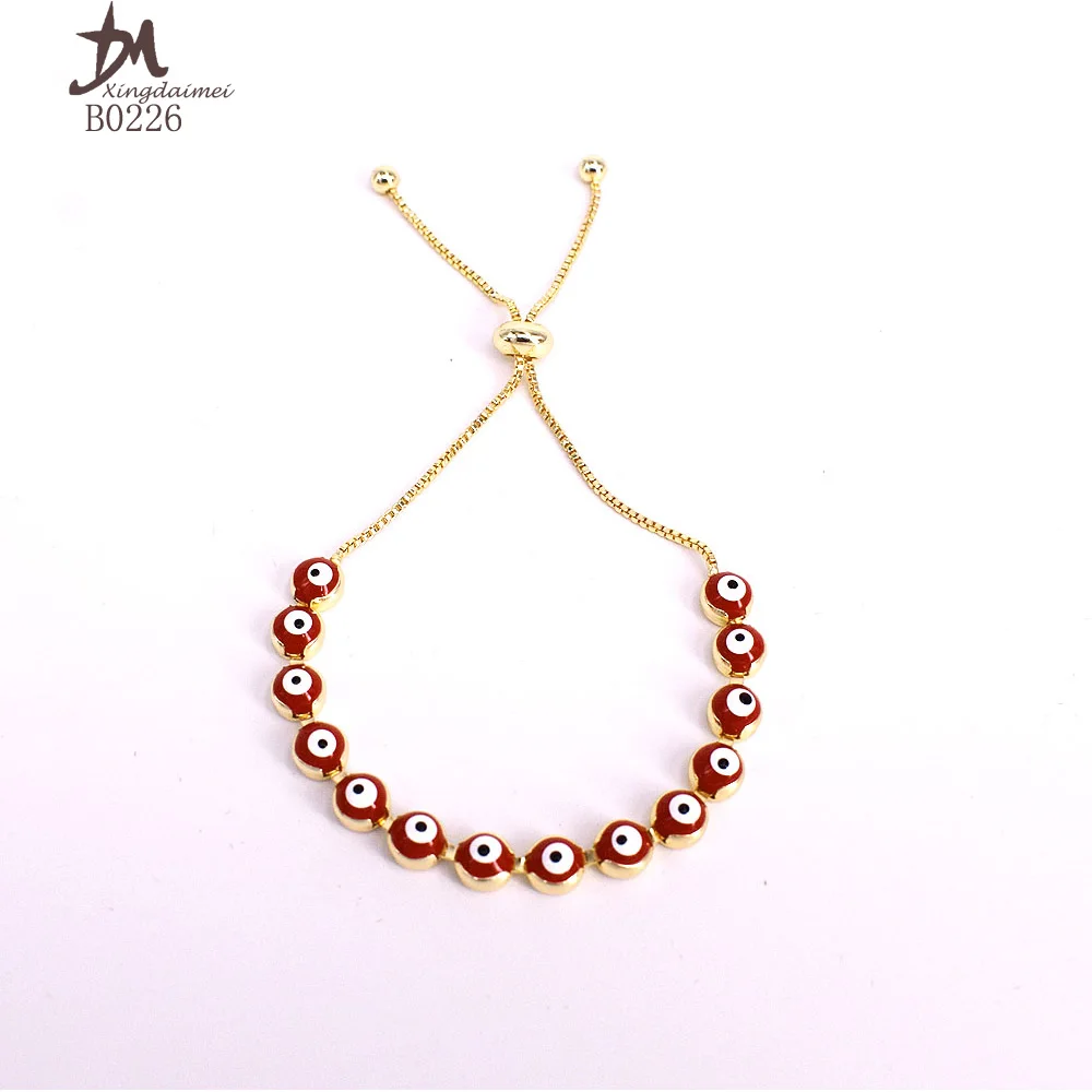 
B0226 Wholesale latest design bracelet bangle high quality 18K Real Gold plated Red eyes eye bracelet 