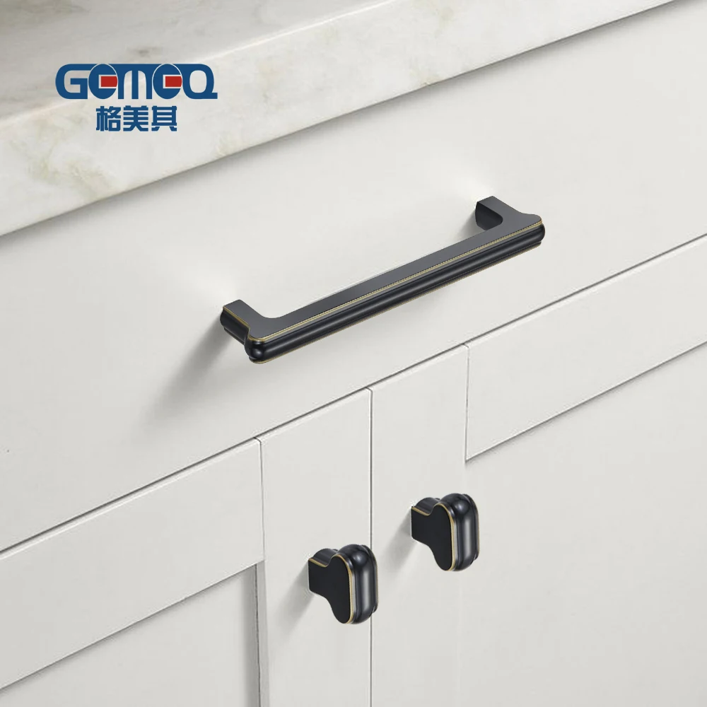 Black Zinc Alloy Furniture Wardrobe Handle Wholesale Hardware Accessories Zamak Cabinet Door Handle