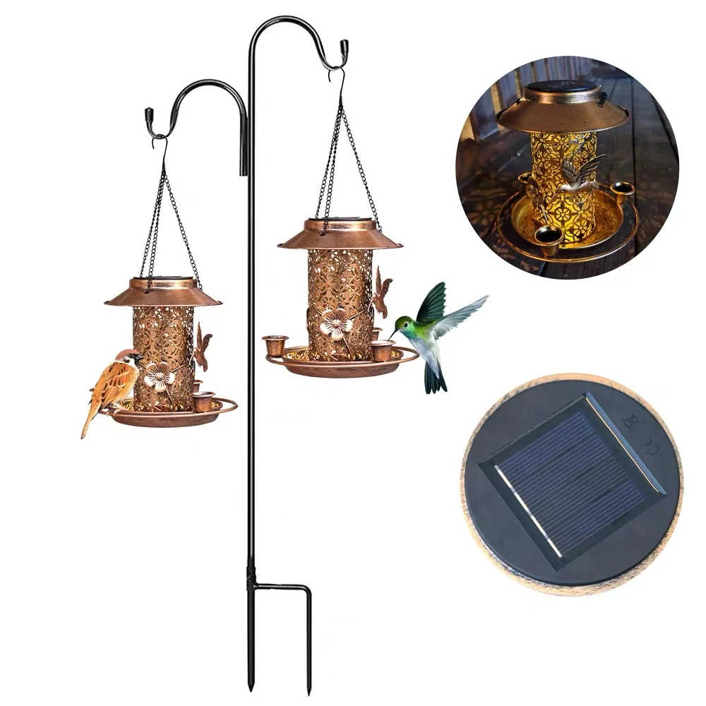 Solar charging iron garden light Bird Feeders light for yard use