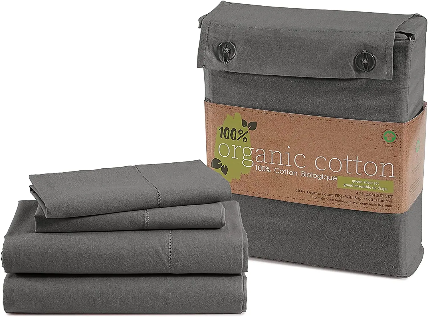 Sheets Set 4 Piece 1800 Thread Count Bedsheet 100 Cotton Organic Queen Size Weave Ultra Soft Cotton Bedding Sheets for Bed