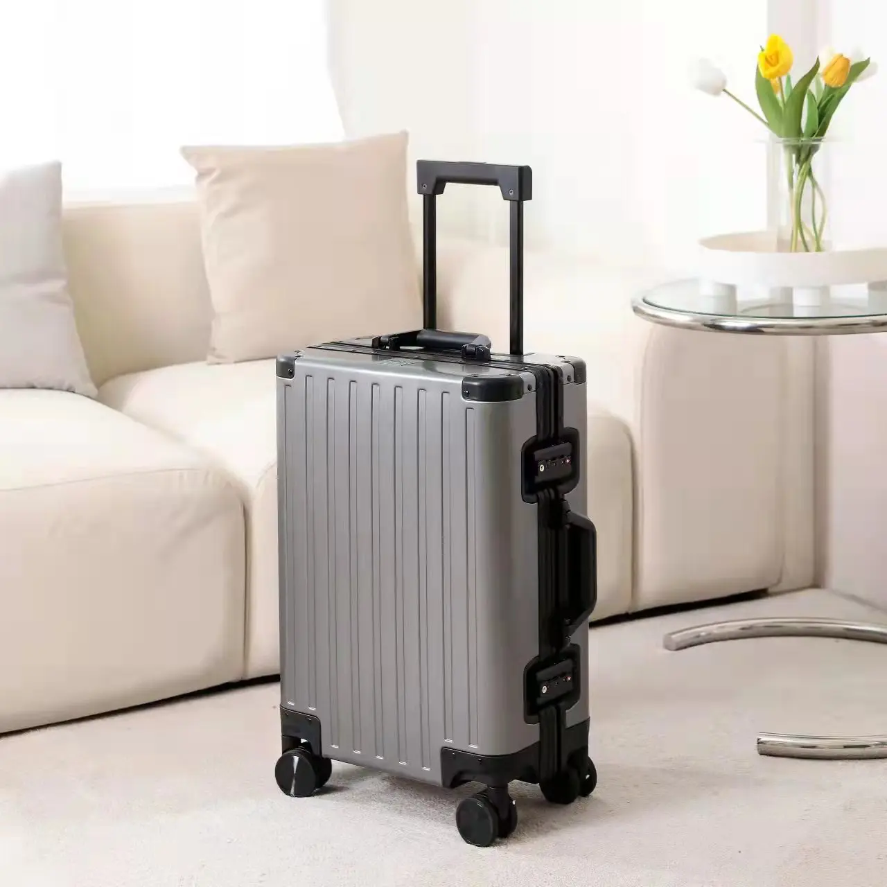YX13005 High Quality Rigid Suitcase 20 Inch Aluminum Magnesium Alloy Trolley Luggage Cool Life Travel Bag Dental Suitcase