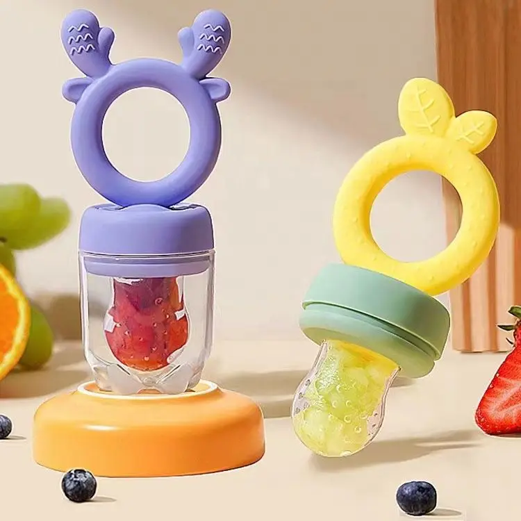 GYF Baby Silicone Fruit Feeder With Cover Baby Mesh Bag Nipple Fresh Food Vegetable Feeder Soother Teething Feeding Pacifier