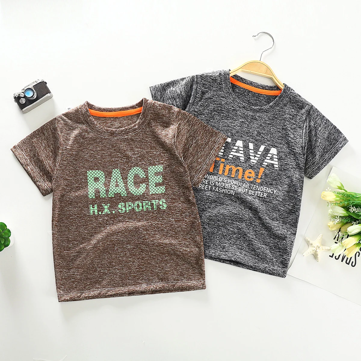 Оптовая продажа, дешевые модные быстросохнущие футболки с принтом для мальчиков, новинка весны и лета, Спортивная футболка унисекс из вискозы и хлопка с коротким рукавом