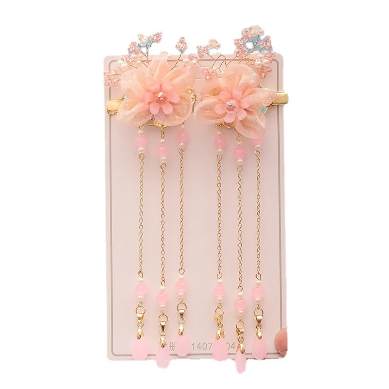 Antique Hanfu Headdress Tassel Step Shake Hair Combs Hair Edge Clip Full Costume Hairpin Hair Accessories