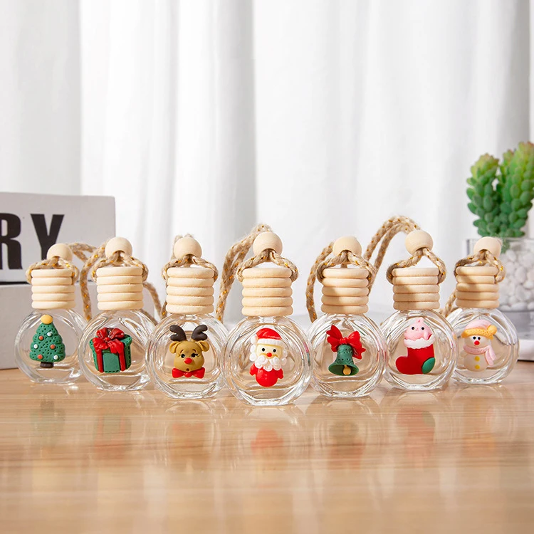 10ml small MOQ air freshener  perfume essential oil bottles Christmas empty glass reed car diffuser bottle with clip