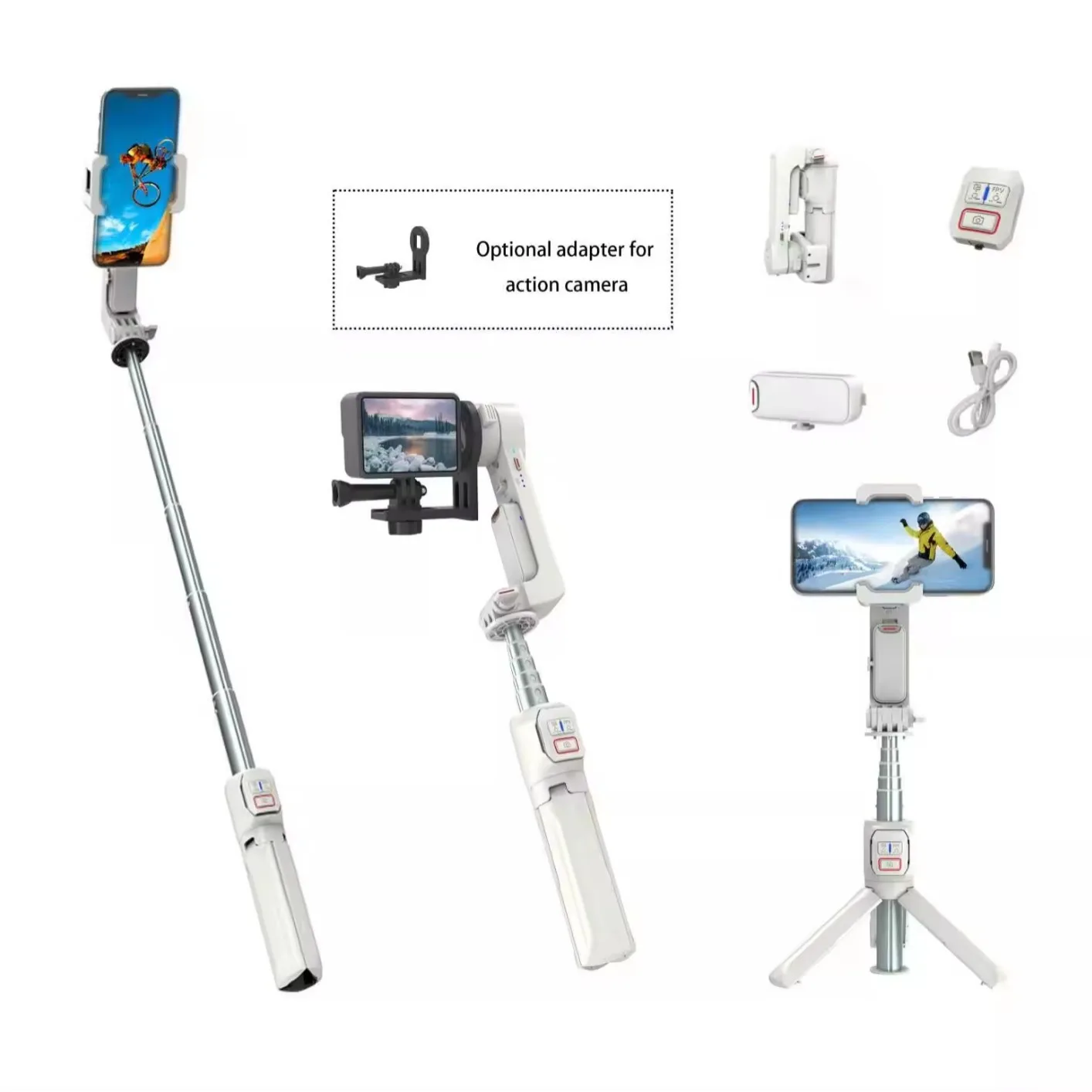 2024 New Anti - shake Tech Christmas Gifts 360 Rotation 10M Remote Control Phone Gimbal Stabilizer