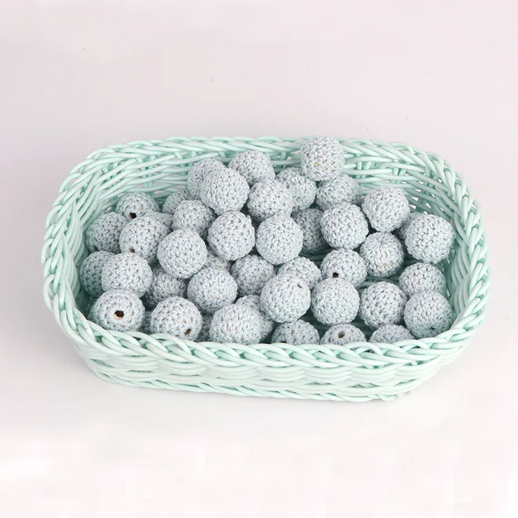 Handmade Baby Nursing Teething Wooden Cotton Crochet Beads