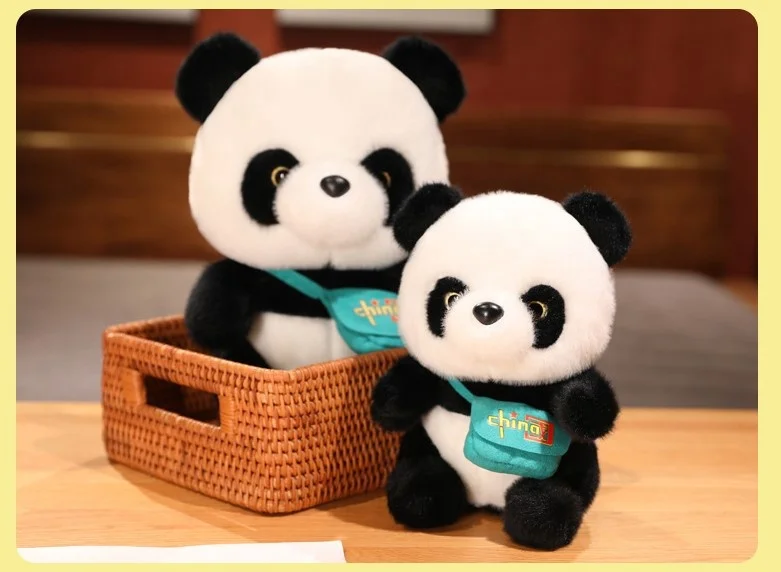 Customized Hot Sale New Cute Shoulder Bag Panda Plush Toys Bear Stuffed Animal Toy Zoo Kids Girlfriend Gift