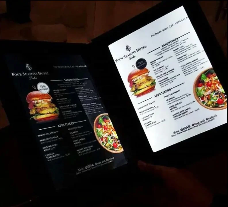 restaurant bar nightclub light up leather menu cover illuminated led backlit menu book