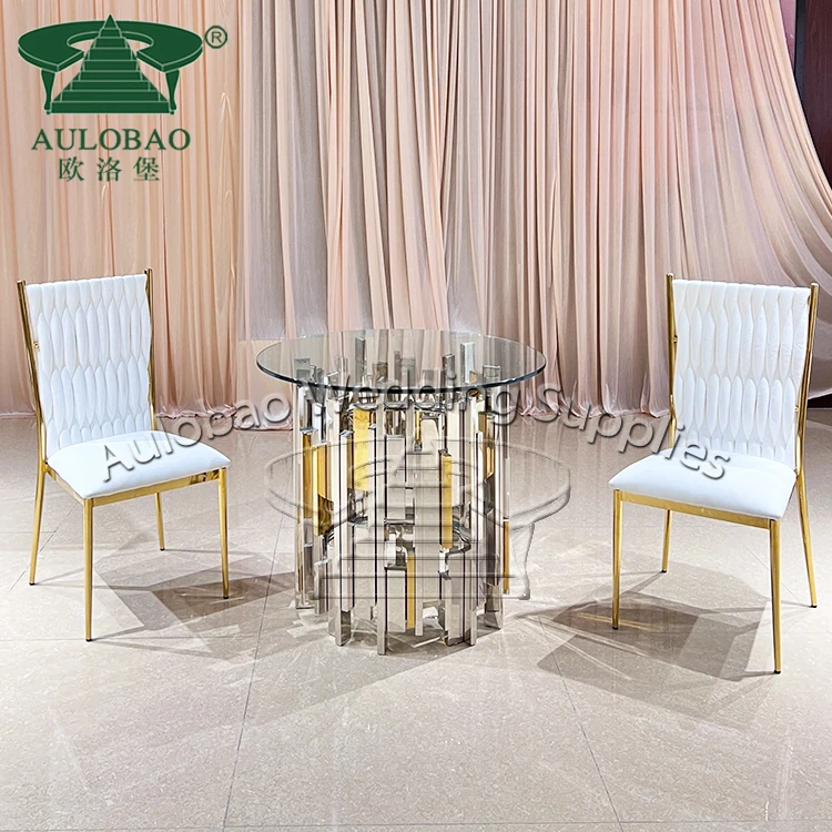 Round Silver Restaurant Dining Coffee Table Luxurious Metal Side Table