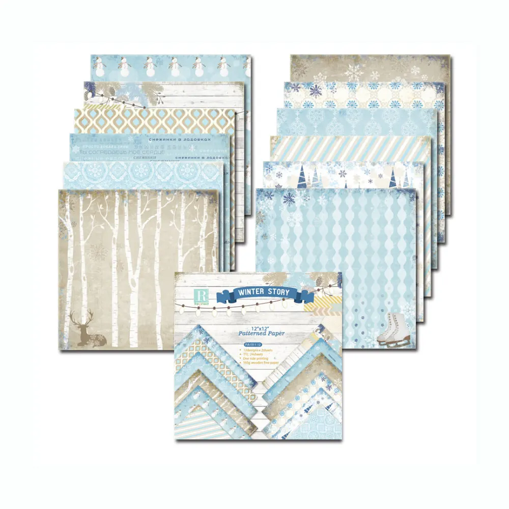 GF 24 Sheets 12x12 Winter Story Scrapbook Stationery Supplies Vintage DIY Craft Background Paper Pack Scrapbooking