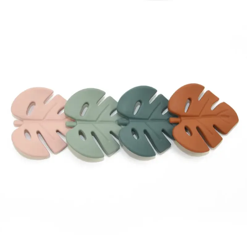 Eco Friendly Food Grade Leaf Shape Silicone Baby Teether Soft Silicon Smoothing Teething Toys