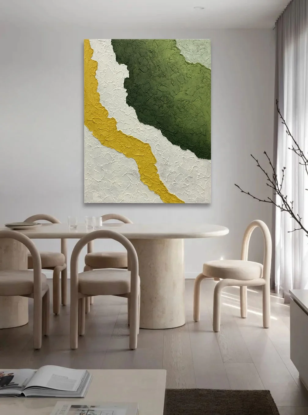 Hand-painted striped texture oil painting fashionable modern artist living room decorative wall painting