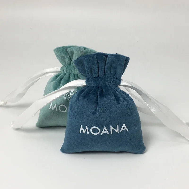 Wholesale Luxury Velvet Soft Pouch Packaging two color Drawstring jewelry pouches with logo