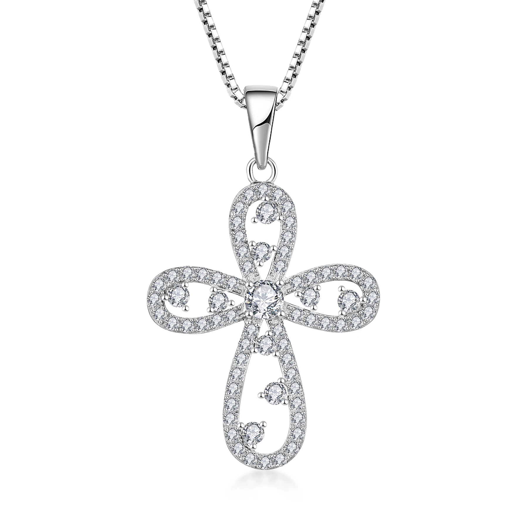 New Trending  Cross necklace jewelry Christian design 985 silver zircon pendant for women