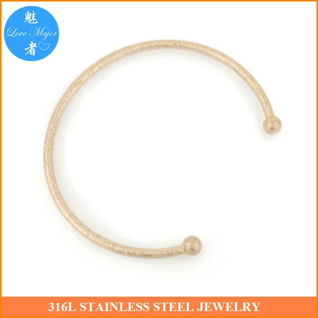 Rose Gold Plated Sand Blasting Cuff Bangle Fashion Jewelry Rigid Fit Stainless Steel Bangle For Women
