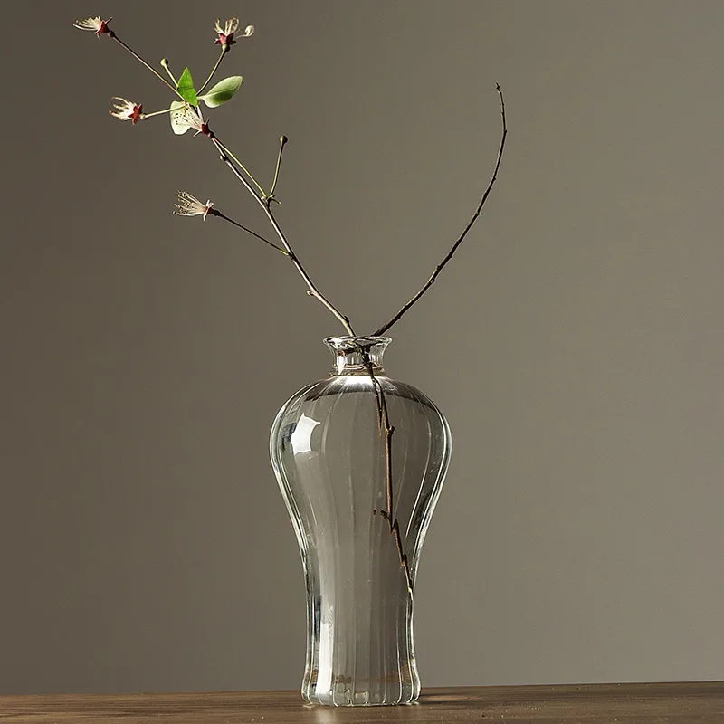 Transparent Zen Arrangement Chinese Home Decoration Arrangement Flower Arrangement Dried Flower Thin Mouth Vase
