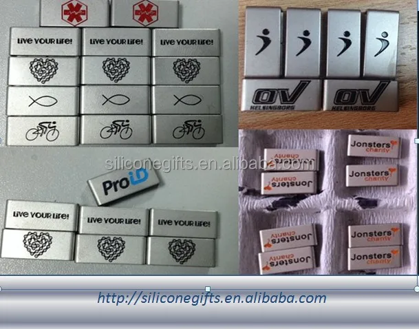Custom Metal Engraved Nameplate Label Laser Etched Badge Name With Silicone Bracelet Wristband with metal plate lasering