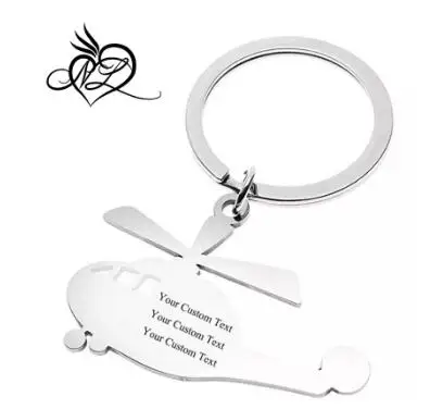 Personalized Custom Stainless Steel Helicopter Keychain Engraved Name Key Tag