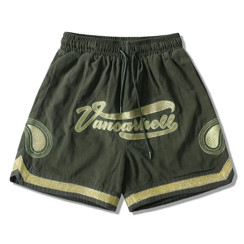 Factory Wholesale Vintage Gym Sublimated Men Shorts Breathable Comfortable Cashew Embroidered Mens Shorts