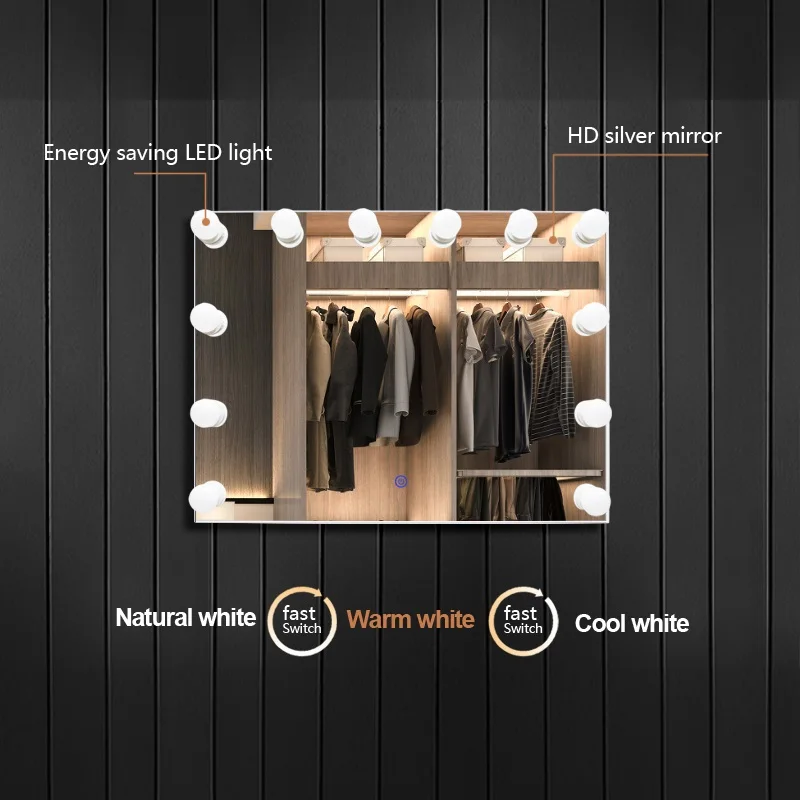 Для спальни 12 шт лампочки 60x80 см для большой девушки зеркало под раковину Голливуд с подсветкой