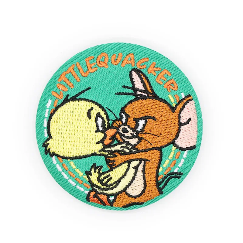 wholesale 50MM Colorful Plush Custom embroidery Applique Fabric Blazer Pocket Embroidered Badge