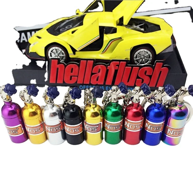 best-selling fashion color nitrous oxide metal nos keychain simulation mini NOS bottle keychain