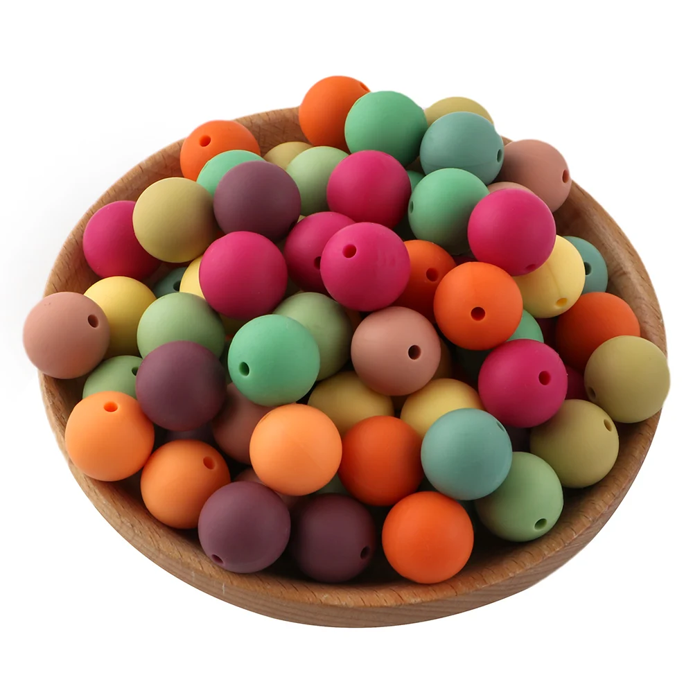 15mm Wholesale Round Chew Bpa Free Silicone Beads Baby Teether Food Grade Silicone Beads Teething
