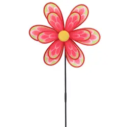BAILING Kids Toy Windmill Round Leaf Flower Pinwheel Customizable Double Wheels Garden Decor Windmill