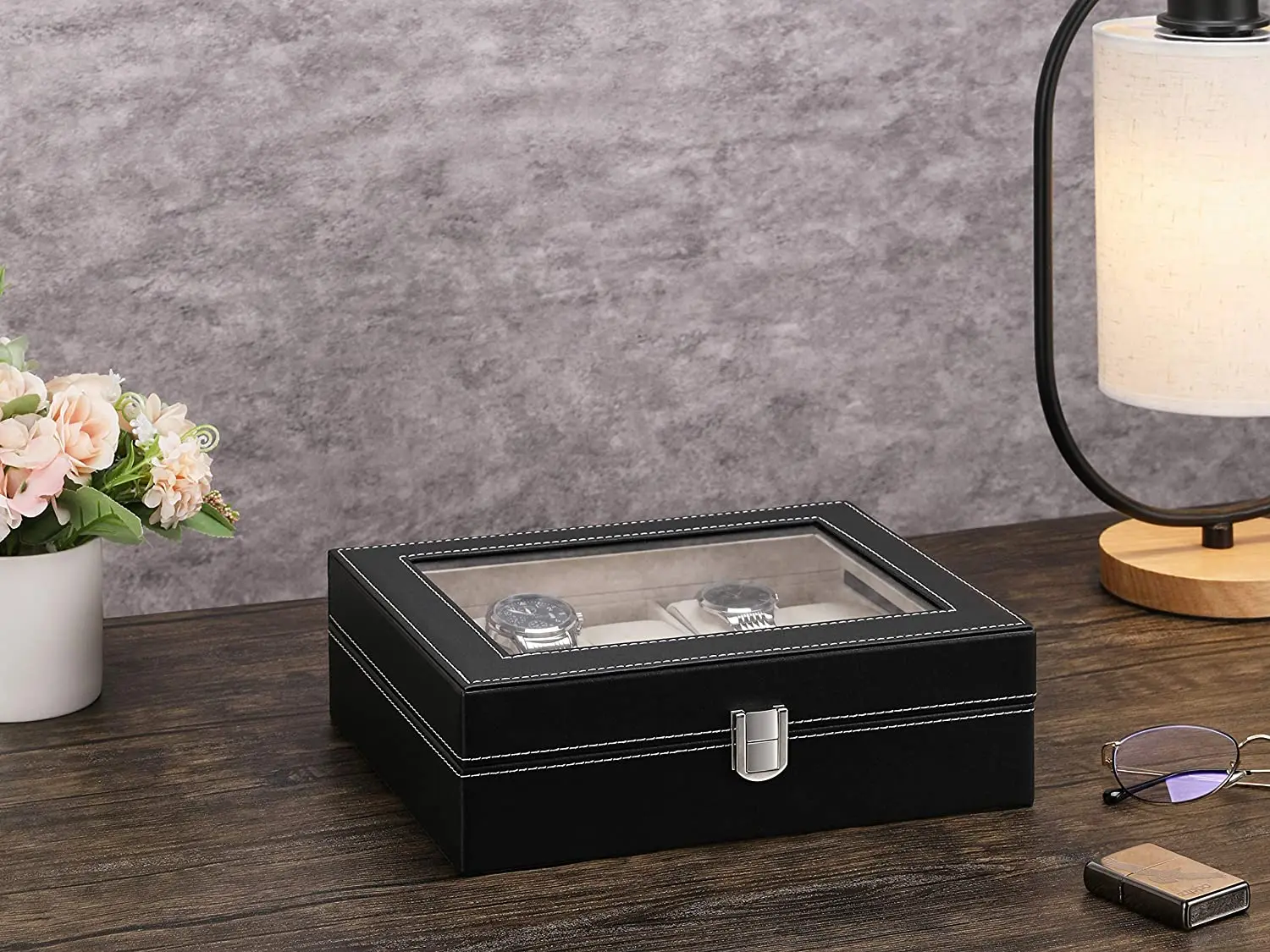 Роскошная кожаная коробка для часов на заказ, 10 ячеек, акриловый Органайзер для хранения часов, подарочная коробка