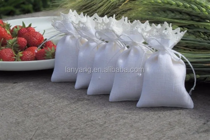 Satin Lace White Linen Burlap WEDDING FAVOUR Pouch Jewelry Candy Bags