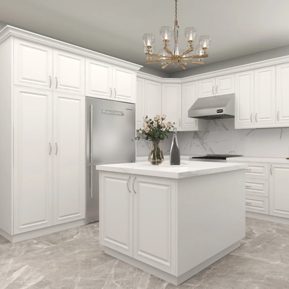 Kitchen Cabinets & Accessories American Standard Flat Pack Kitchen Cabinet MDF Board PVC Finished Wood Door Designs Cupboards