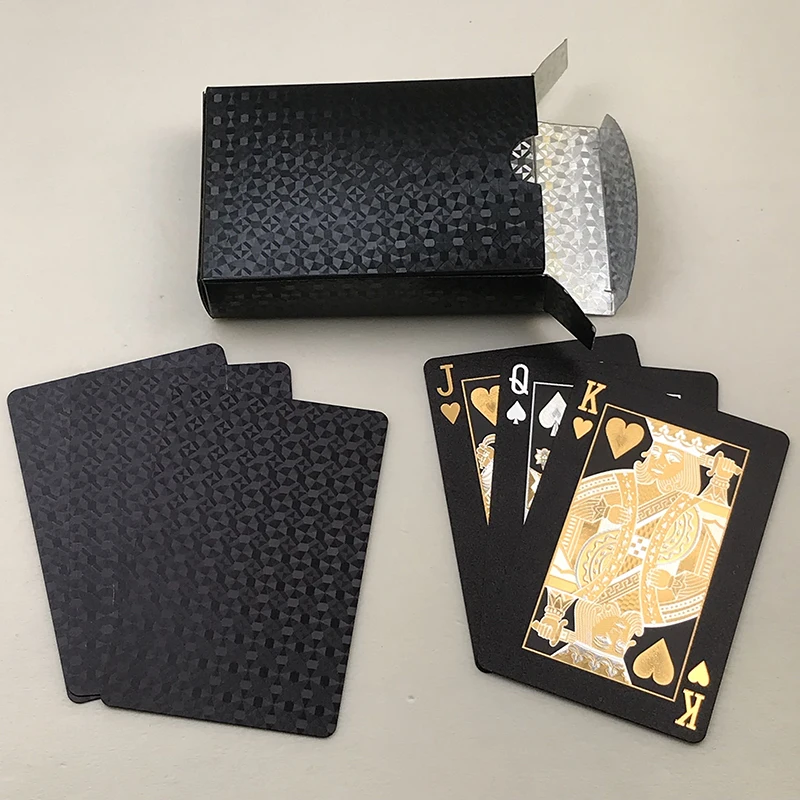 
GS-18178 Color Printing Playing Cards Black Foil PET Poker Cards 