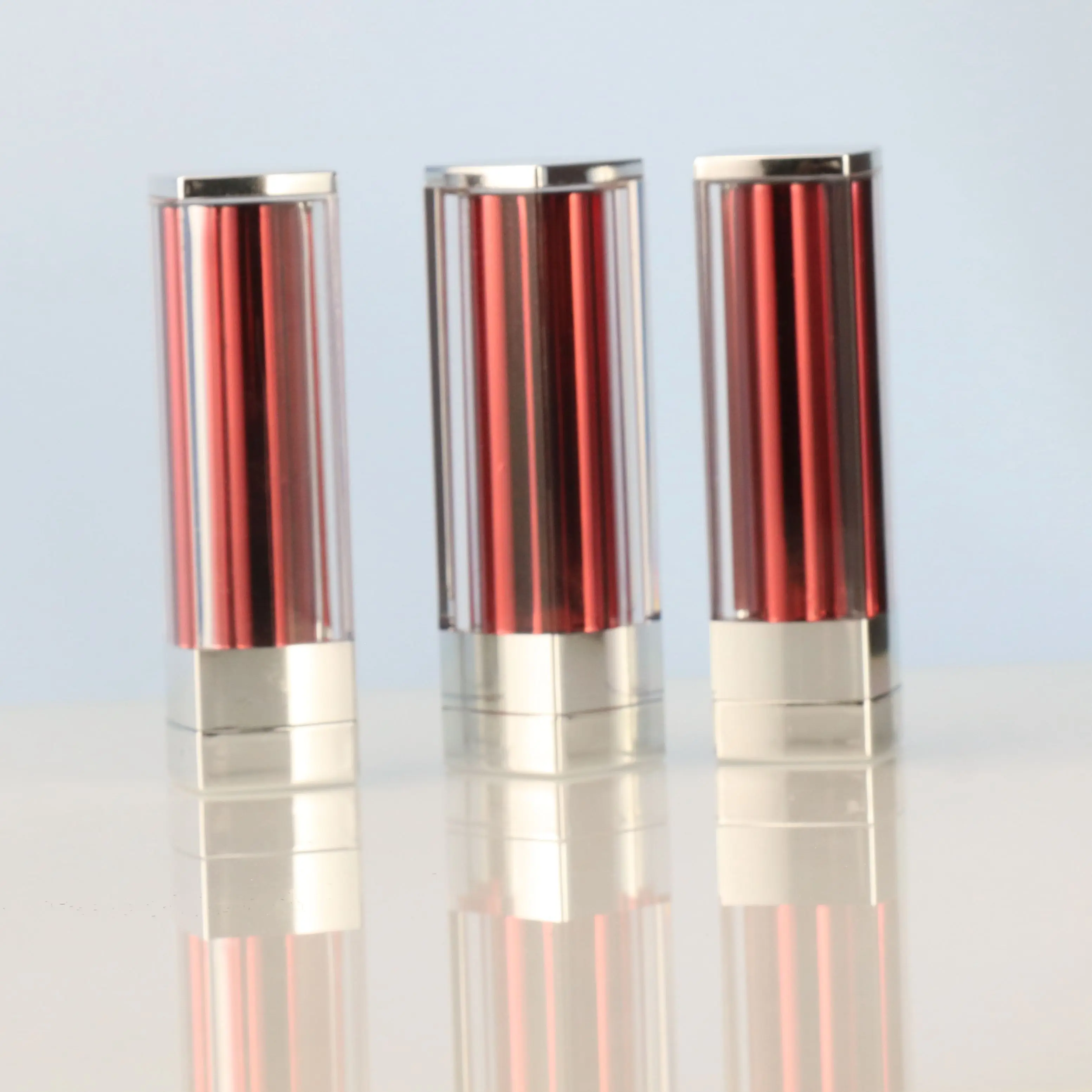 Unique Design Shiny Red Push Up Empty Round Aluminum Lipstick Tube