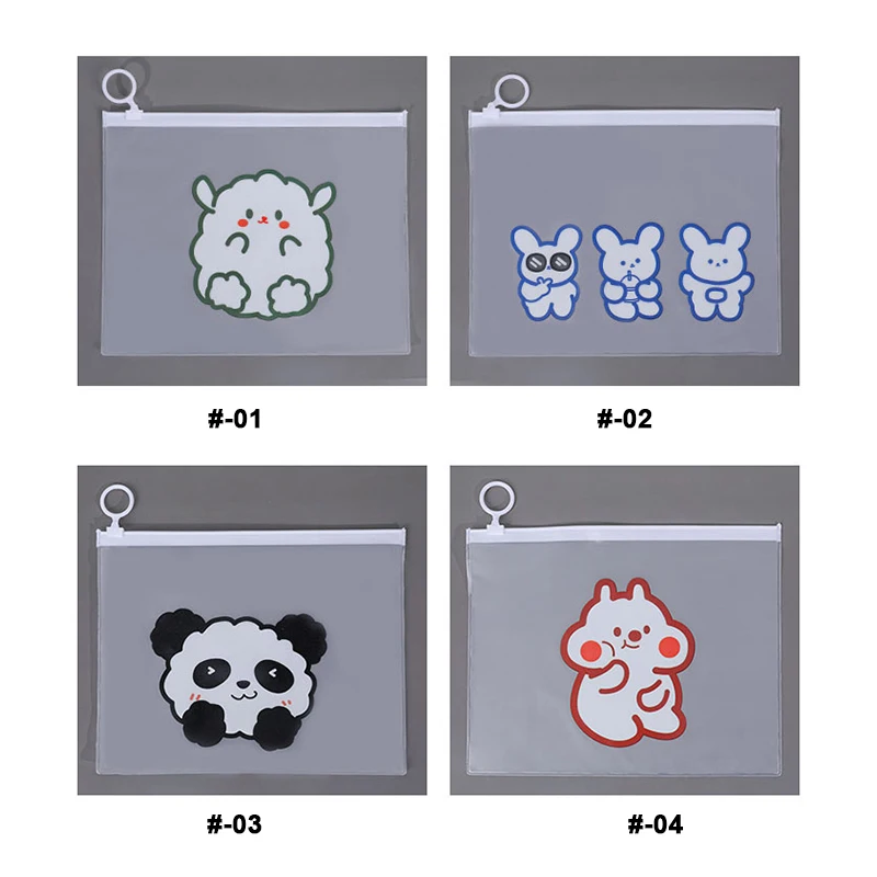 Cute cartoon file bag simple girl heart ring zipper bag student multi-functional transparent storage file bag