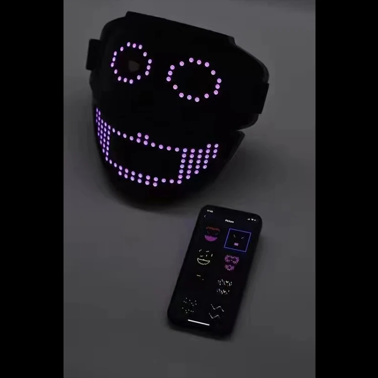 Самая крутая светодиодная маска для Хэллоуина APP 2022 с программируемым Bluetooth-совместимым костюмом косплея вечеринки маскарада подсветкой