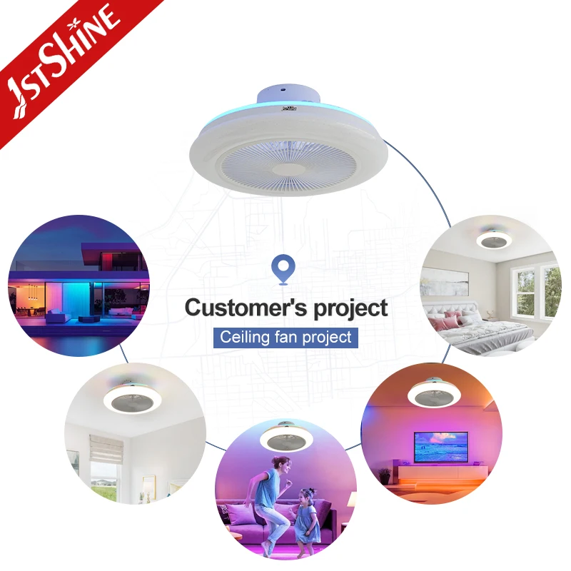 1stshine Ventilatores Da Soffitto No Noise Bladeless 26w Bldc Motor Led Ceiling Fan with Light for Bedroom