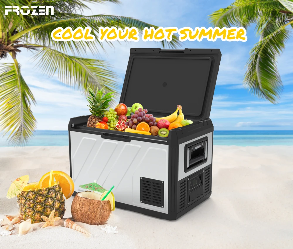 FROZEN 60L Single Zone Compressor Camping Refrigerator 12V 24V Car Fridge Freezer Cooler Box with handle