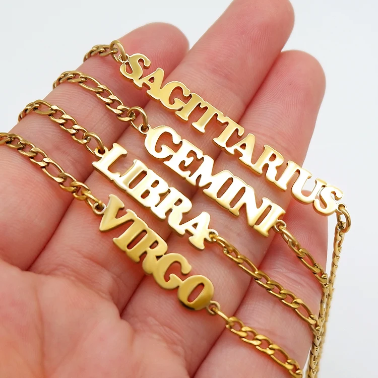  Таможня 18 k позолоченный нержавеющей стали 12 Знак зодиака ножной браслет для