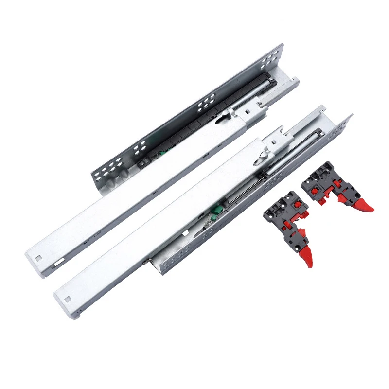 3-секционный полный удлинитель нижнее Крепление мягкое закрывание скрытый буферный шкаф направляющие для ящиков под креплением с ручкой